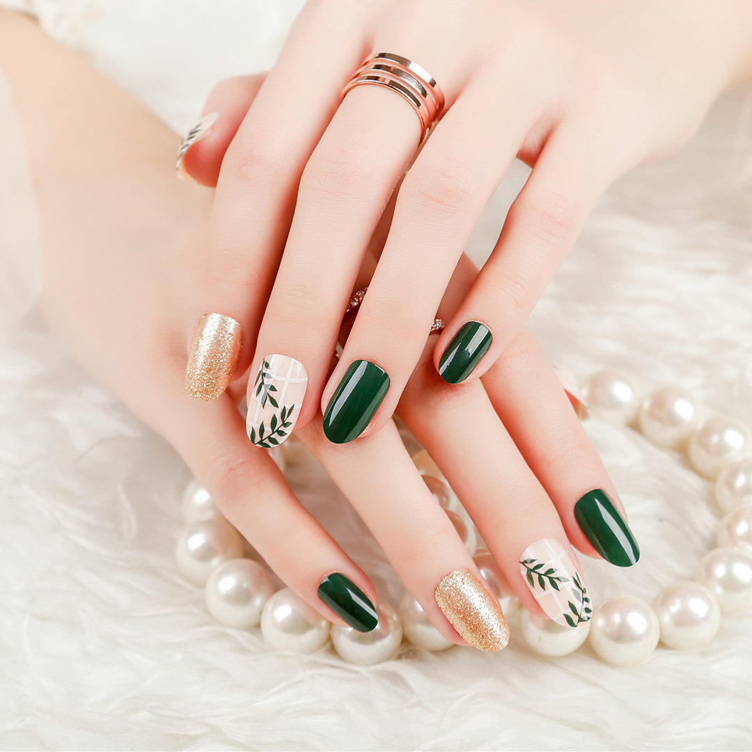 Artistic Botanical Press-On Nail Tips