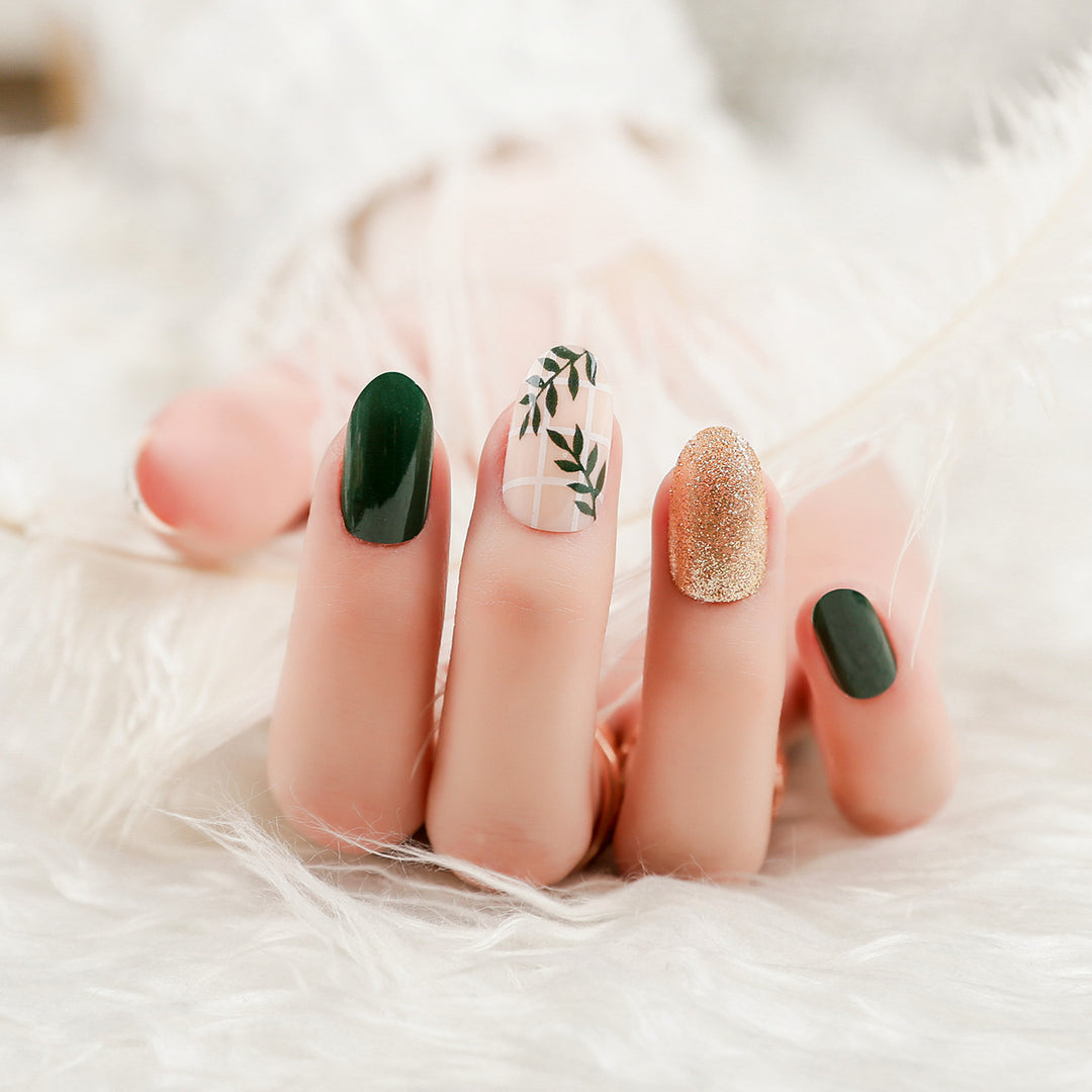 Artistic Botanical Press-On Nail Tips