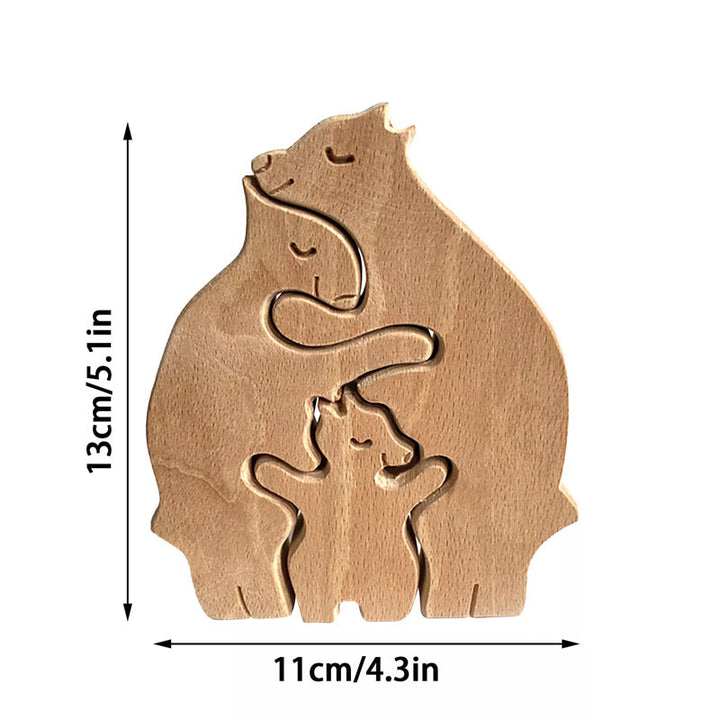 Hand-Carved Wooden Cuddling Animals Decoration | Bowlift