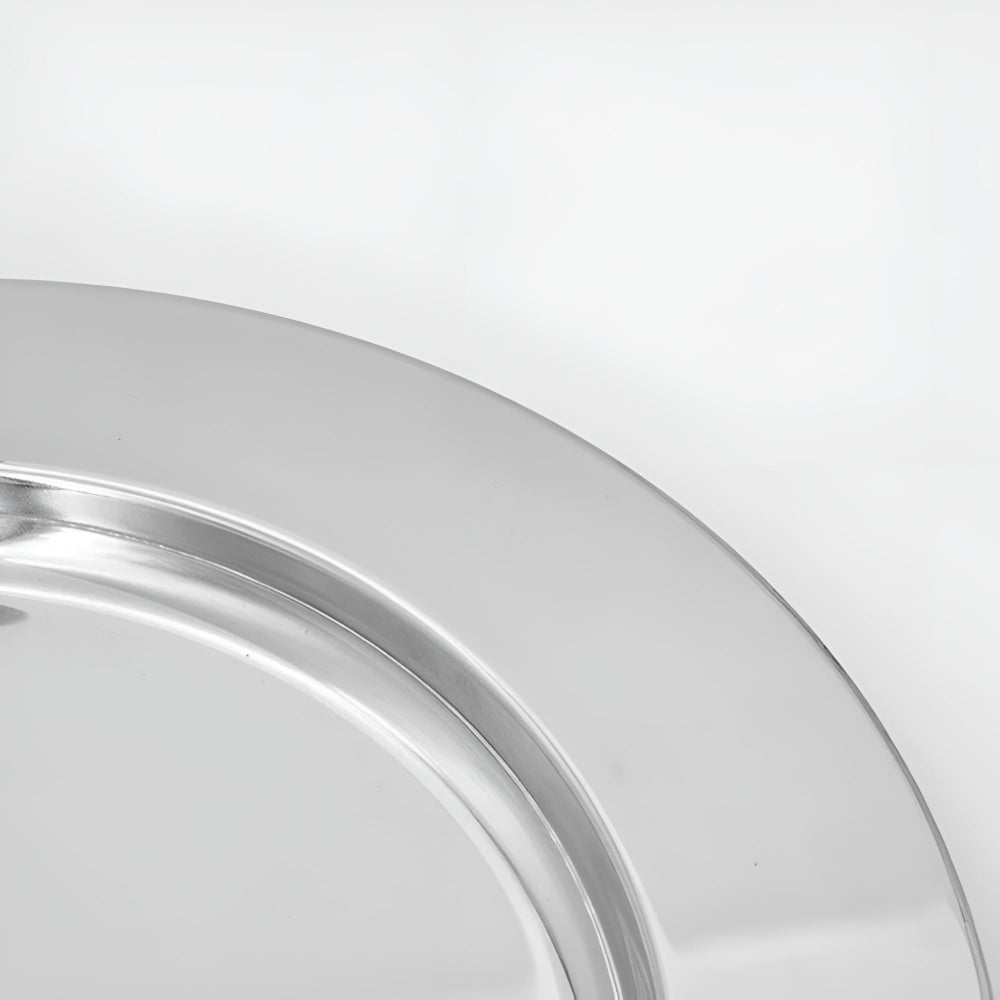 BowLift | Elegant Stainless Steel Round Tray with Wooden Handles