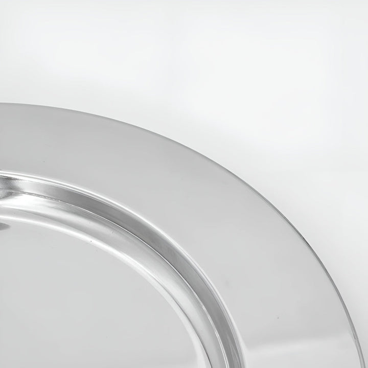BowLift | Elegant Stainless Steel Round Tray with Wooden Handles