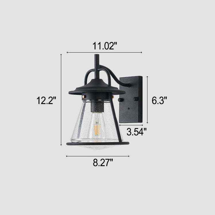 Waterproof Glass Cone Shade 1-Light Outdoor Wall Sconce Lamp | Bowlift