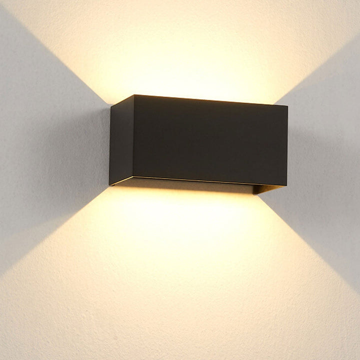 Modern Outdoor Waterproof Rectangular LED Up and Down Illuminated Outdoor Wall Sconce Lamp | Bowlift