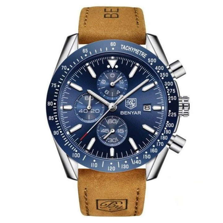 BowLift | Men’s Waterproof Quartz Watch with Leather Strap