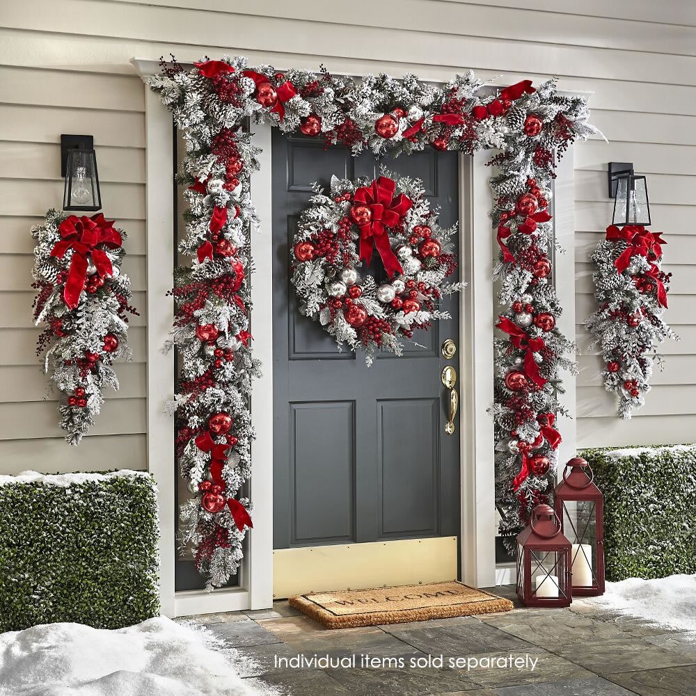 BowLift | Cordless Prelit Holiday Trim | LED Lights, Auto-Timer & Premium Red/White Decor