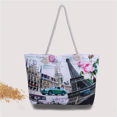 Large beach bag with nostalgic Paris motif Bowlift