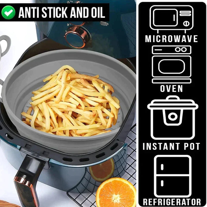 Air Fryer Silicone Grill Pan Reusable Baking Tray | Bowlift