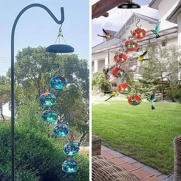 ChimeFeeder handcrafted glass hummingbird feeder with wind chime Bowlift