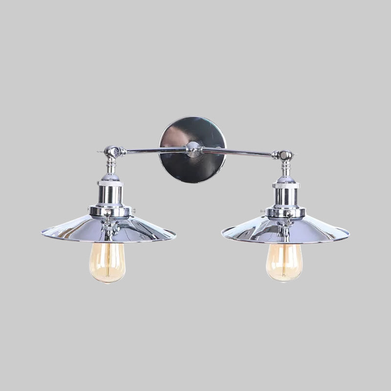 BowLift | 2 Lamps Flat Shade Wall Lighting Industrial Style Brass/Rust Metal Wall Mounted Light for Hallway