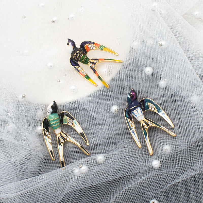 Enamel Bird Brooch Bowlift