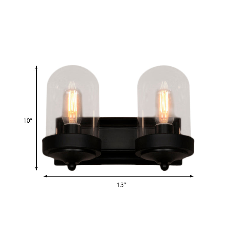 BowLift | Capsule Wall Mounted Lighting 1/2 Light Bulb Industrial Black Clear Glass Lighting for Portico