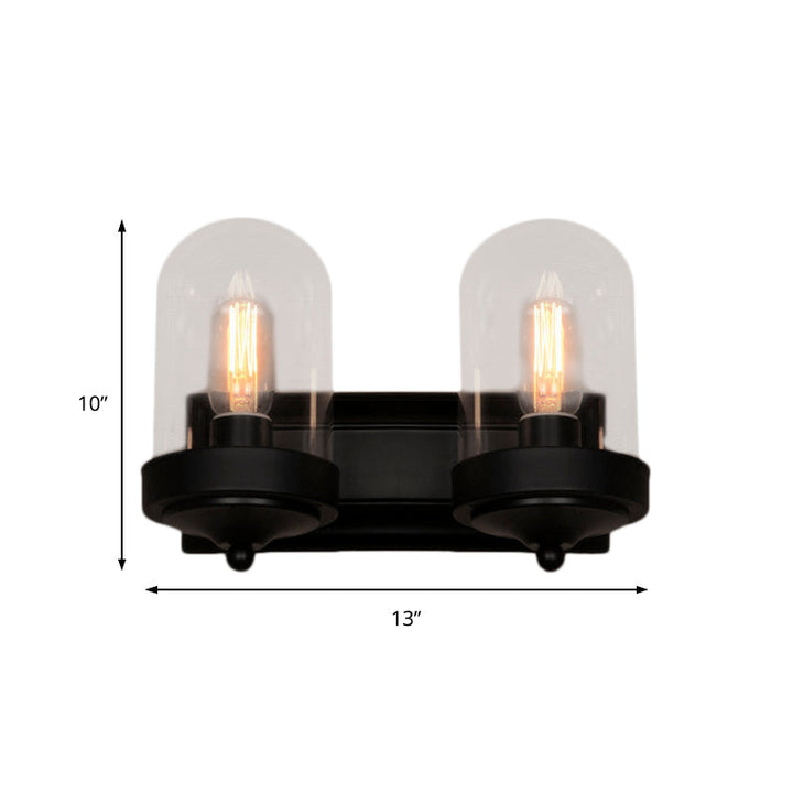 BowLift | Capsule Wall Mounted Lighting 1/2 Light Bulb Industrial Black Clear Glass Lighting for Portico