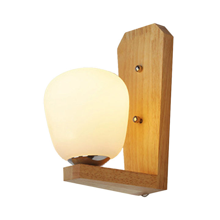 BowLift | 1 Light Balloon-Shaped Wall Lamp Japanese Milk Glass Wall Lamp in White for Hotel Dining Room
