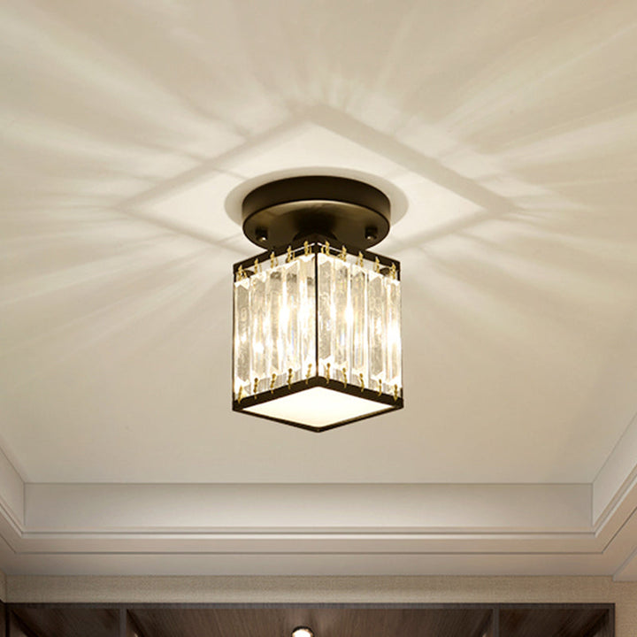CrystalLuxe – Black-Golden Crystal Ceiling Lamp Bowlift