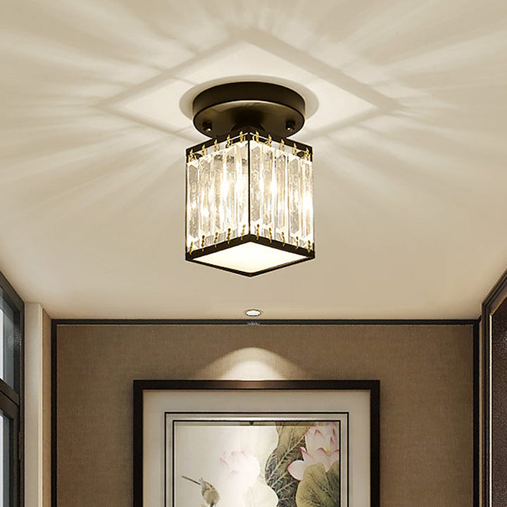 CrystalLuxe – Black-Golden Crystal Ceiling Lamp Bowlift
