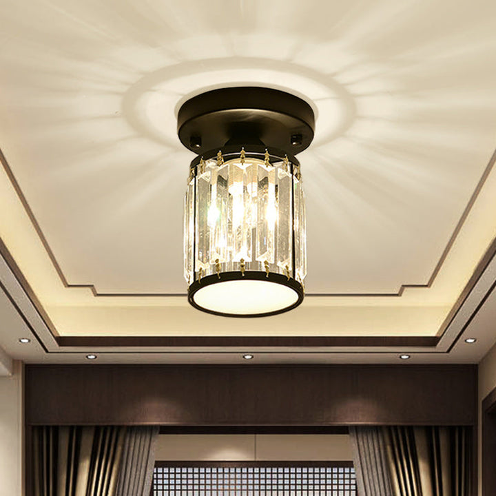 CrystalLuxe – Black-Golden Crystal Ceiling Lamp Bowlift