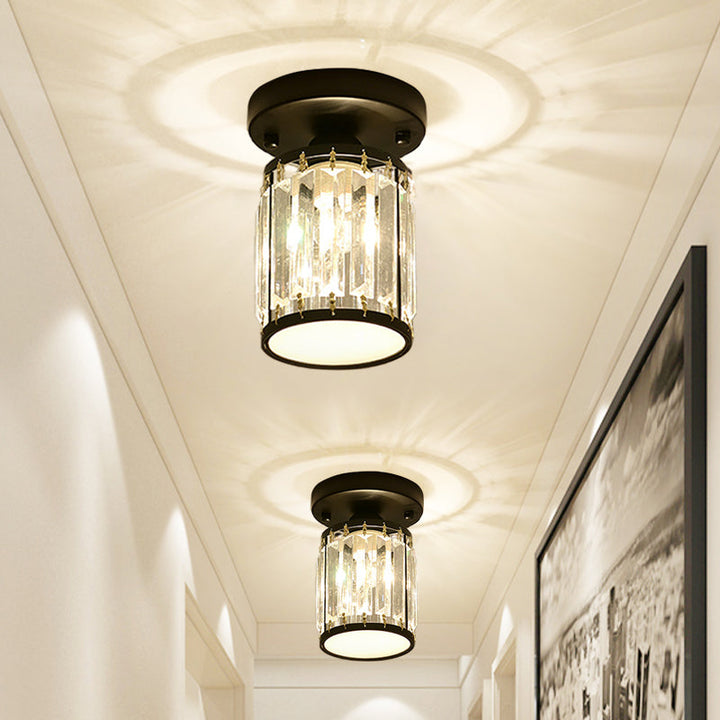 CrystalLuxe – Black-Golden Crystal Ceiling Lamp Bowlift