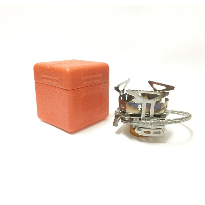 stainless steel folding backpacking gas stove with braided fuel hose and windproof simmer-control regulator Bowlift