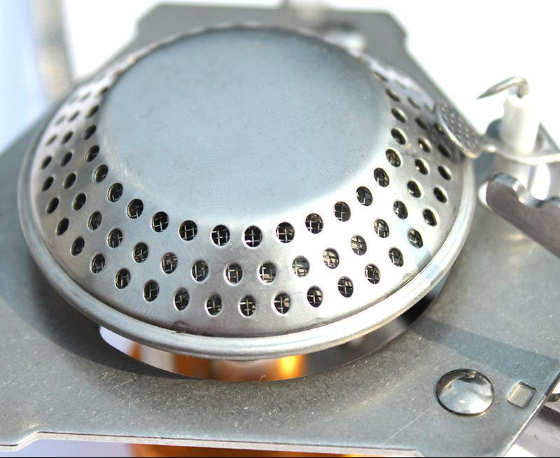 compact foldable backpacking gas stove with braided fuel hose and protective case Bowlift
