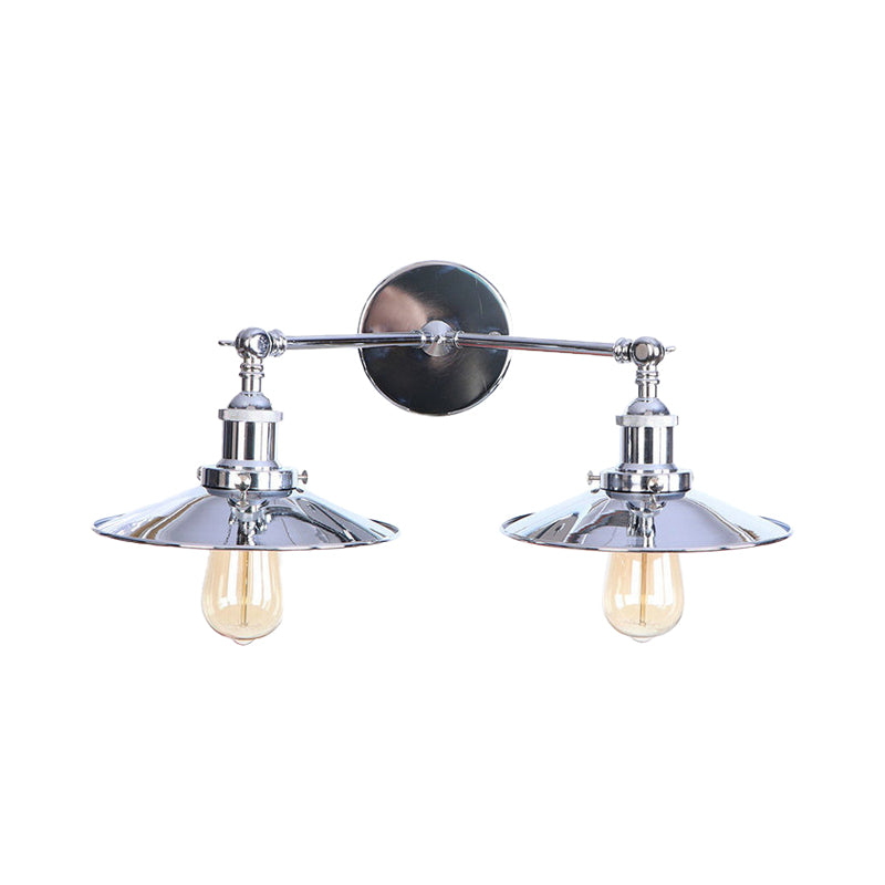 BowLift | 2 Lamps Flat Shade Wall Lighting Industrial Style Brass/Rust Metal Wall Mounted Light for Hallway
