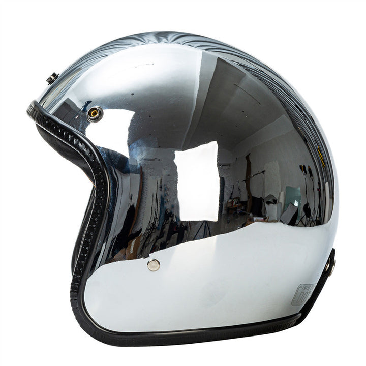 Retro Chrome Motorcycle Helmet Bowlift