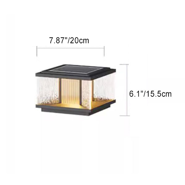 Modern Simplicity Aluminum Square Water-Rippled Glass LED Waterproof Solar Post Lamp Lawn Light For Garden | Bowlift