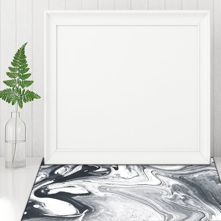 Modern Living Room Carpet in Black and White Abstract Oil Painting Pattern Carpet Polyester Washable Carpet | Bowlift