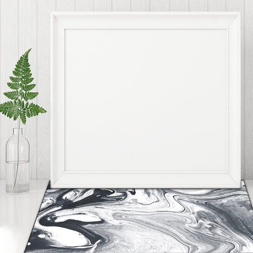 Modern Living Room Carpet in Black and White Abstract Oil Painting Pattern Carpet Polyester Washable Carpet | Bowlift