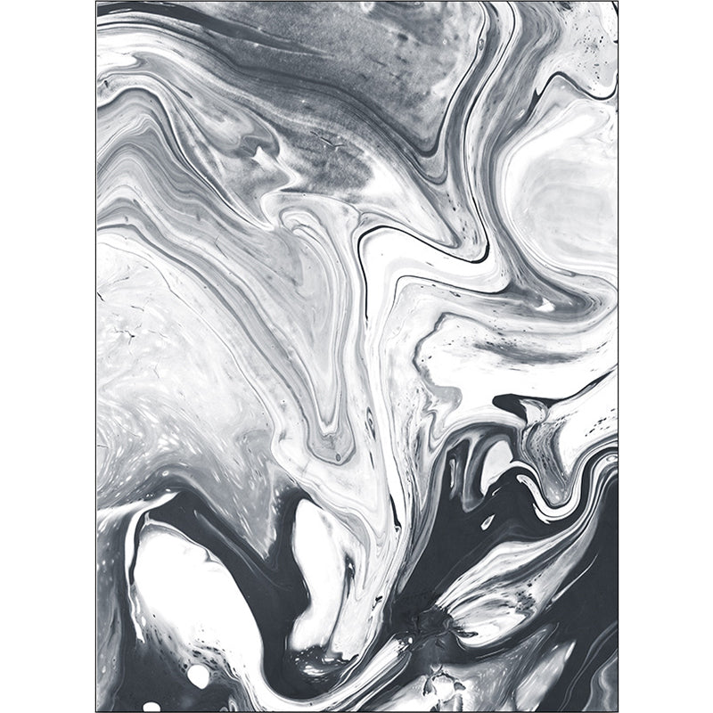 Modern Living Room Carpet in Black and White Abstract Oil Painting Pattern Carpet Polyester Washable Carpet | Bowlift