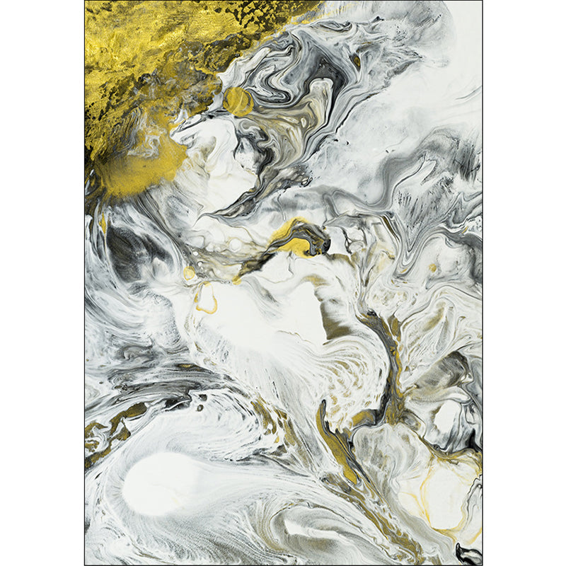 Contemporary modern rug in white abstract color print rug polyester washable rug for the bedroom | Bowlift