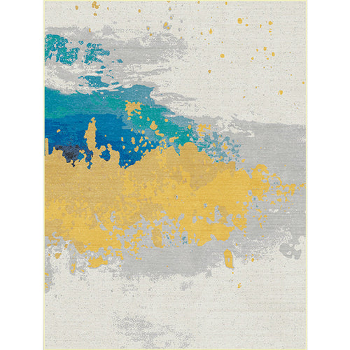 Contemporary modern rug in Ivory Abstract Splash Ink Print area rug polyester washable rug for home decoration | Bowlift