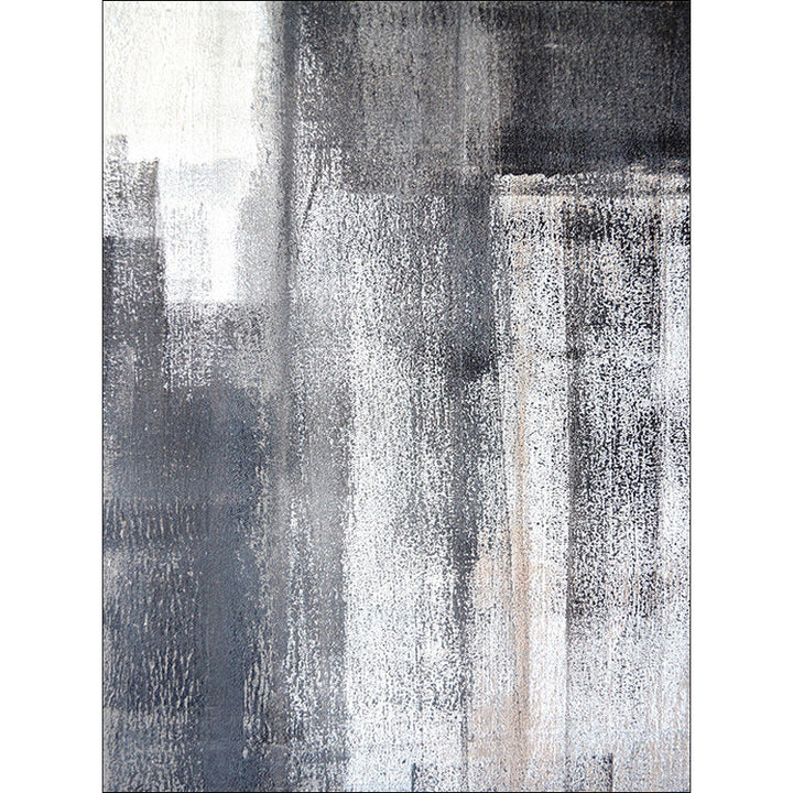 Industry Brushstroke Painting Pattern Rug Gray Polyester Rug Washable Non-Slip Mat Rug for Bedroom | Bowlift