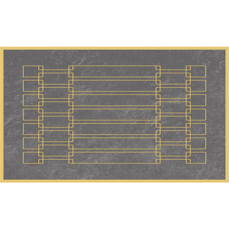 Modern living room rug in gray geometric rectangular printed rug polyester washable non-slip backing rug for the area | Bowlift