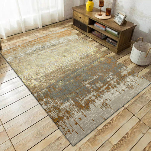 Yellow casual rug polyester abstract rug washable non-slip backing rug for living room | Bowlift