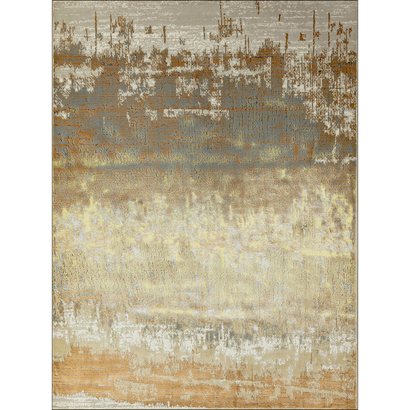 Yellow casual rug polyester abstract rug washable non-slip backing rug for living room | Bowlift