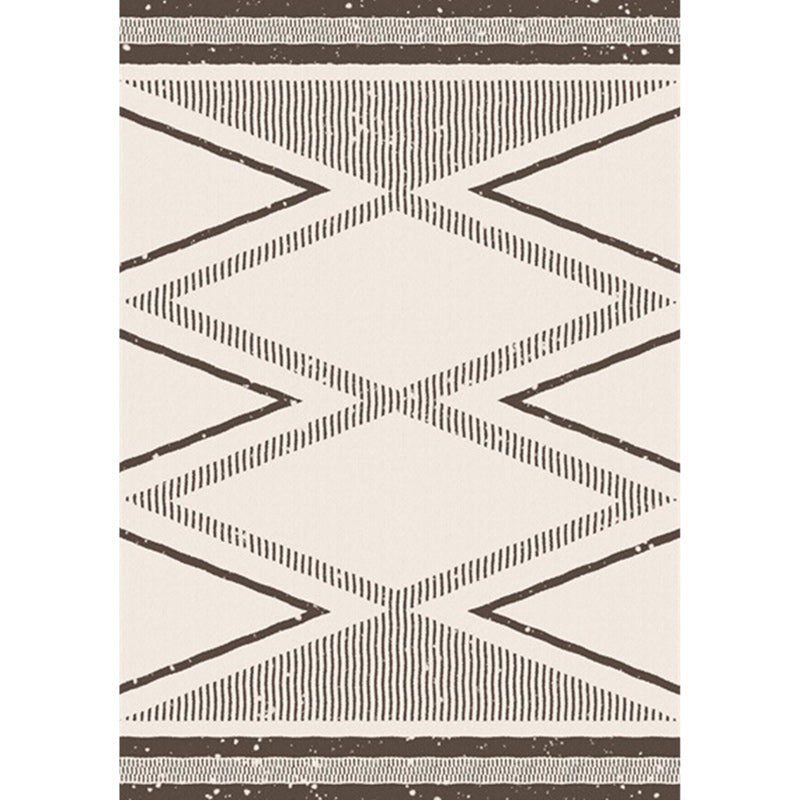 Beige Nordic Rug Polyester Striped Geometric Pattern Rug Washable Non-Slip Mat Rug for Living Room | Bowlift