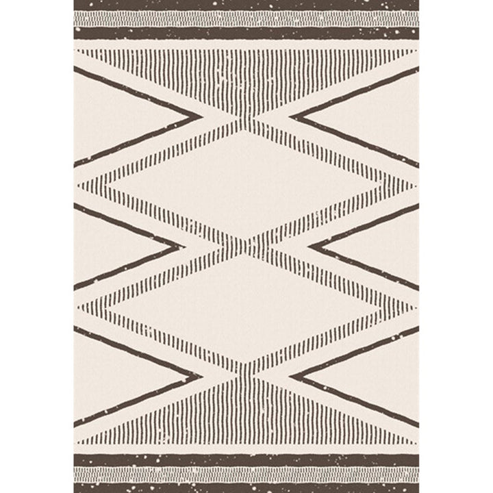 Beige Nordic Rug Polyester Striped Geometric Pattern Rug Washable Non-Slip Mat Rug for Living Room | Bowlift
