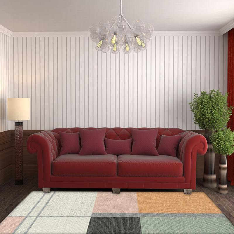 Modern living room rug Multicolor color block print rug Polyester washable non-slip backing rug | Bowlift