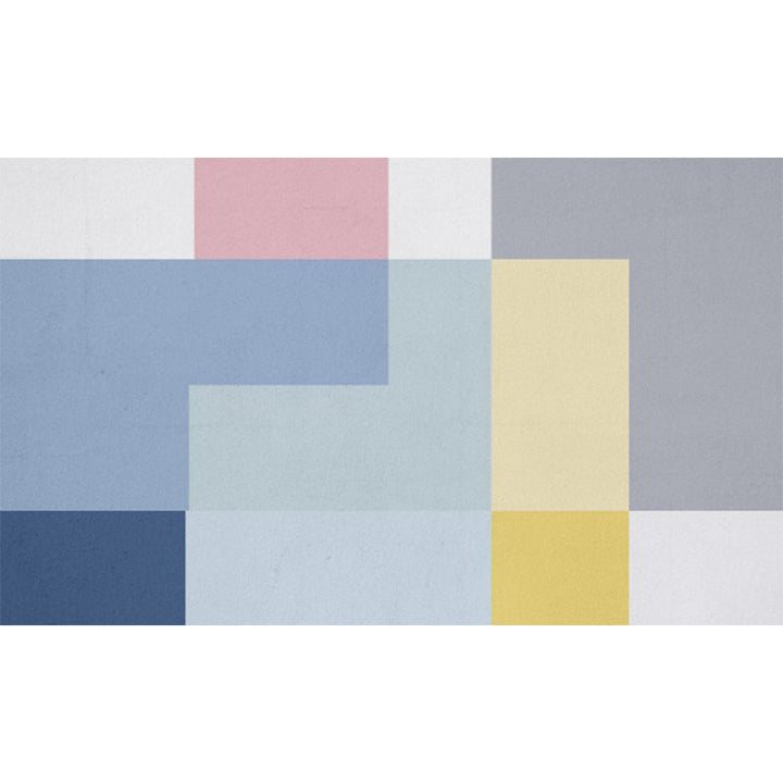 Modern living room rug Multicolor color block print rug Polyester washable non-slip backing rug | Bowlift