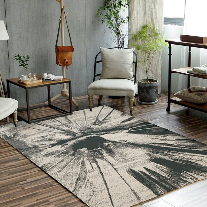 Nordic Abstract Rug Gray and Black Polyester Rug Machine Washable Non-Slip Back Rug for Bedroom | Bowlift