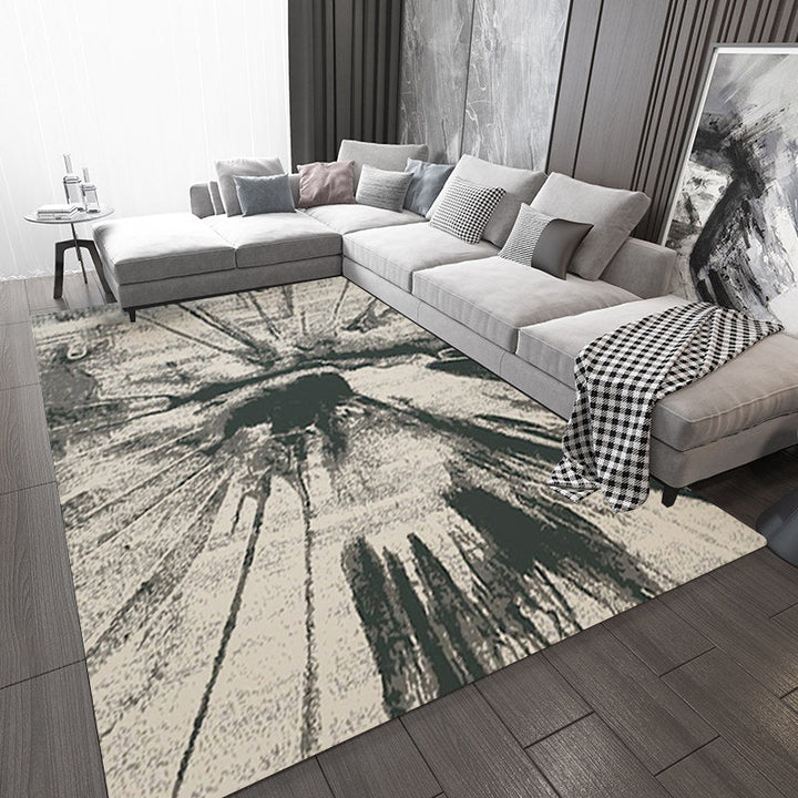 Nordic Abstract Rug Gray and Black Polyester Rug Machine Washable Non-Slip Back Rug for Bedroom | Bowlift