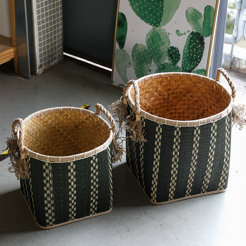 Handwoven Storage Basket with Decorative Handles Bowlift