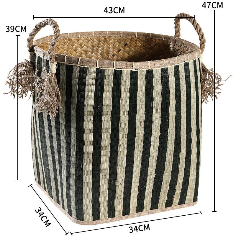 Handwoven Storage Basket with Decorative Handles Bowlift
