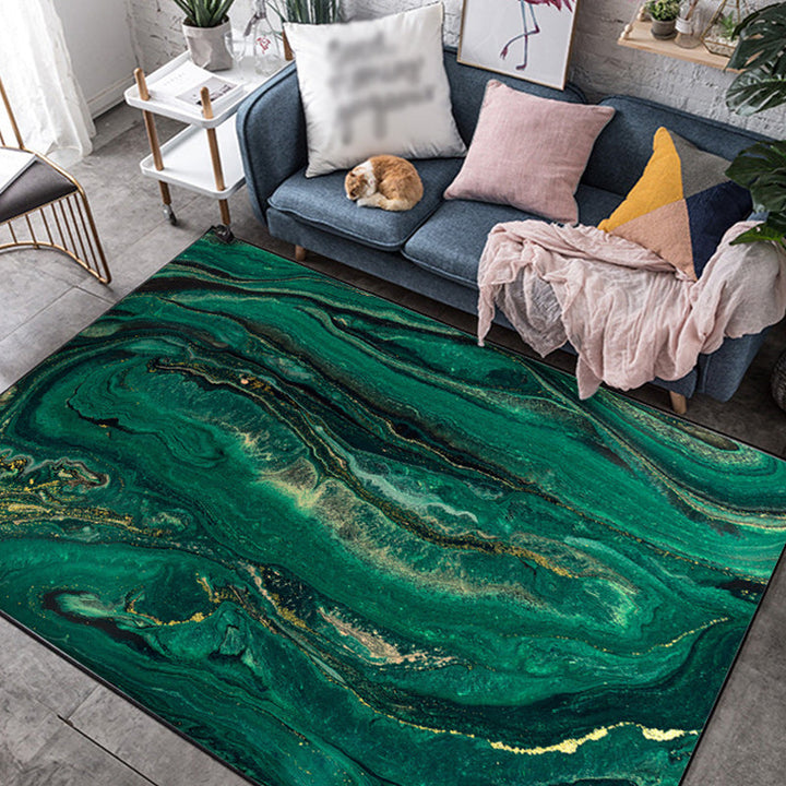 Green novelty carpet polyester watercolor pattern carpet washable non-slip backing rug for the living room | Bowlift