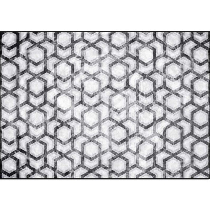 Nordic Geometric Print Rug Black and White Polyester Rug Machine Washable Non-Slip Back Rug for Bedroom | Bowlift