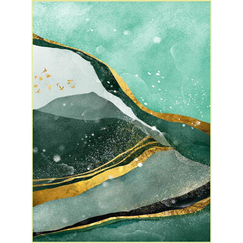 Creative bird and mountain rug Green Contemporary rug Polyester Washable Non-slip back rug for the living room | Bowlift