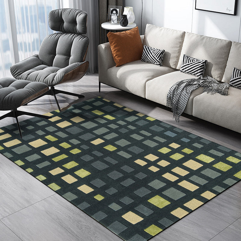 BowLift | Simple novelty carpet in green checkered pattern Carpet Polyester Non-slip Stain-resistant rug for home decoration