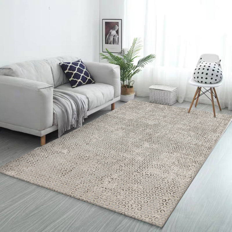 Modern living room rug in gray abstract circle print rug polyester washable stain-resistant rug area | Bowlift