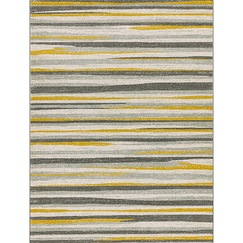 Modern living room rug in gray abstract striped pattern rug polyester washable non-slip back rug for the area | Bowlift