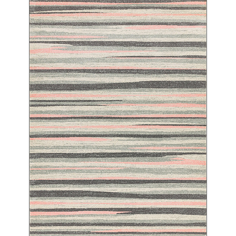 Modern living room rug in gray abstract striped pattern rug polyester washable non-slip back rug for the area | Bowlift